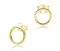 1Micron Gold Plated Ring Shaped Ear Stud STS-3841-GP